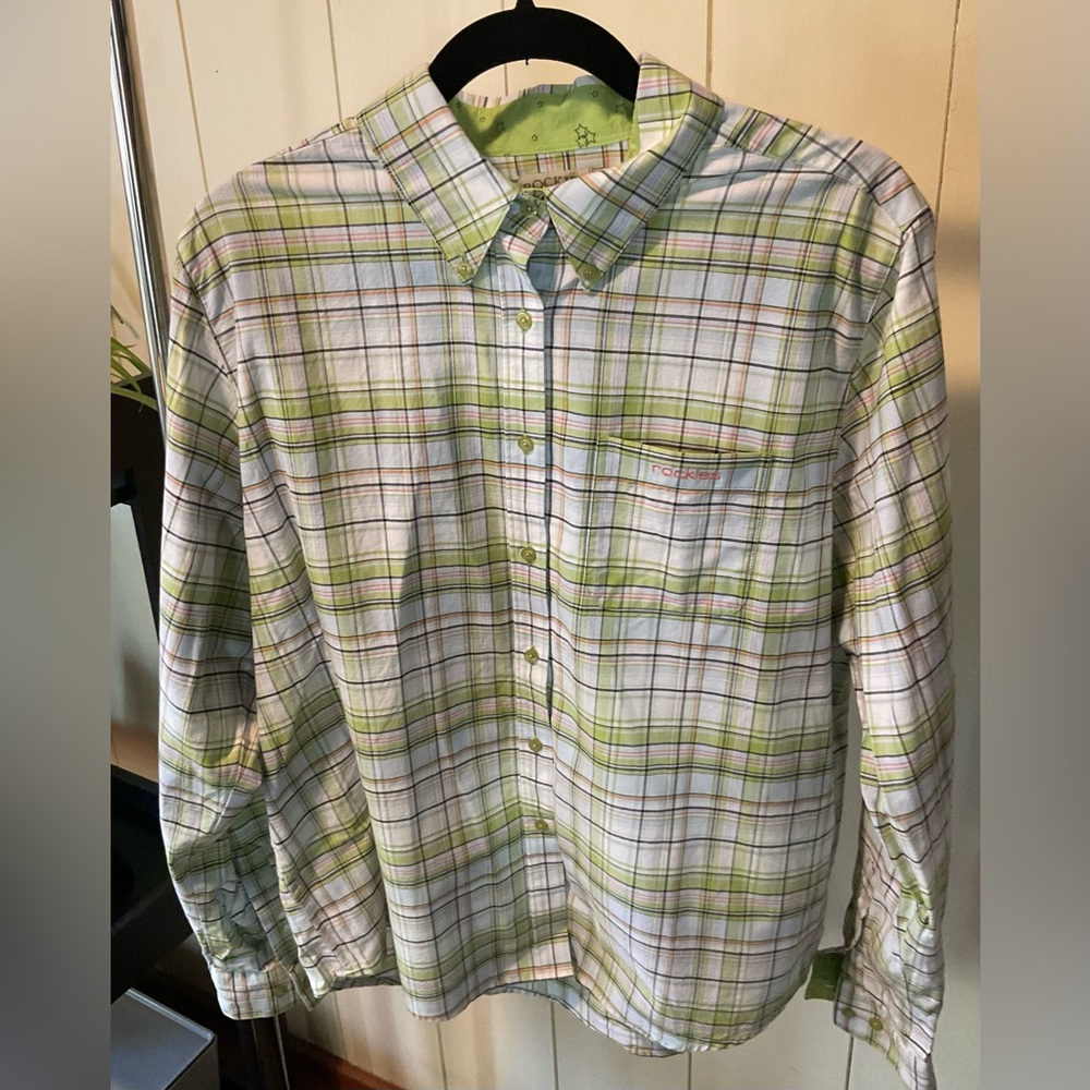 Rockies White and Green Plaid Casual Shirt